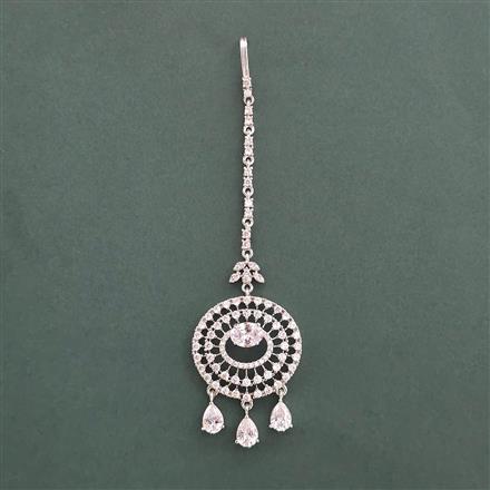 American Diamond Classic Tikka with Rhodium Plating