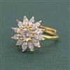 American Diamond Adjustable Ring with Rhodium Plating 2 Tone Plating