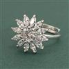 American Diamond Adjustable Ring with Rhodium Plating 2 Tone Plating