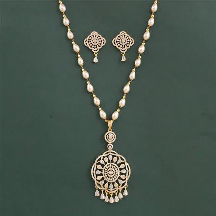 American Diamond Classic Pendant Set with 2 Tone Plating
