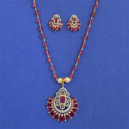 American Diamond Classic Pendant Set with 2 Tone Plating