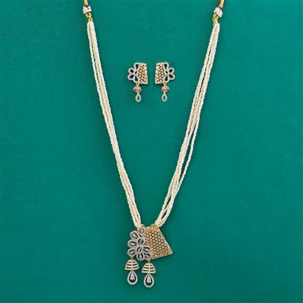American Diamond Classic Pendant Set With 2 Tone Plating Rhodium Plating