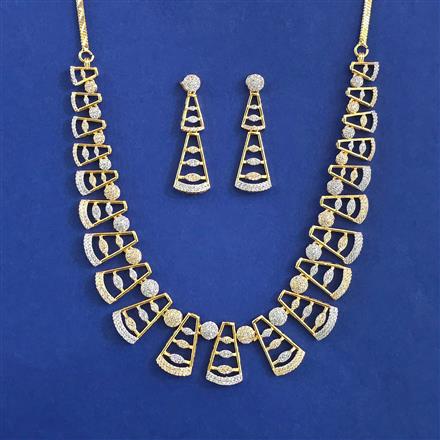 American Diamond Classic Necklace with Rhodium Plating 2 Tone Plating