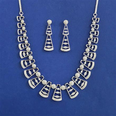 American Diamond Classic Necklace with Rhodium Plating 2 Tone Plating