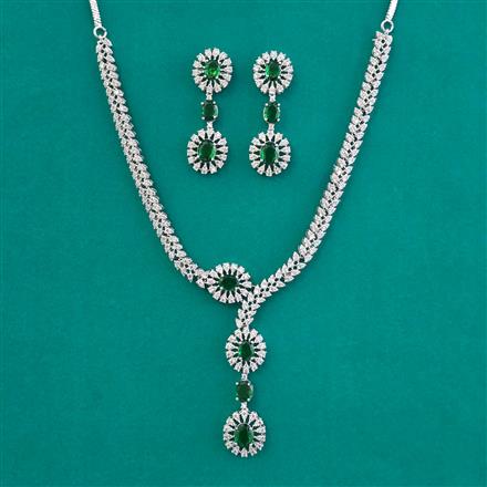 American Diamond Classic Necklace with Rhodium Plating