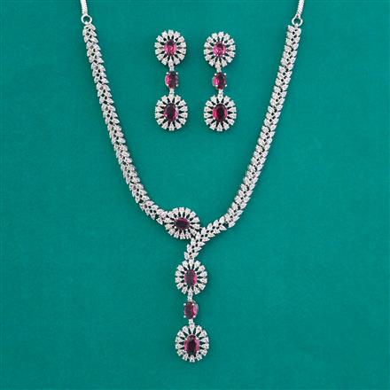 American Diamond Classic Necklace with Rhodium Plating