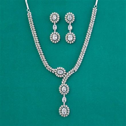 American Diamond Classic Necklace with Rhodium Plating