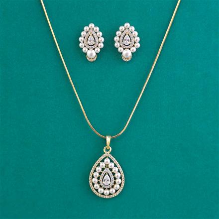 American Diamond Classic Pendant Set with 2 Tone Plating