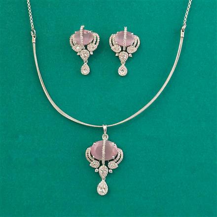 American Diamond Classic Pendant Set with Rhodium Plating