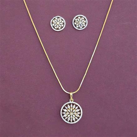 American Diamond Classic Pendant Set with Rhodium Plating 2 Tone Plating Mehndi Plating