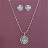 American Diamond Classic Pendant Set with Rhodium Plating