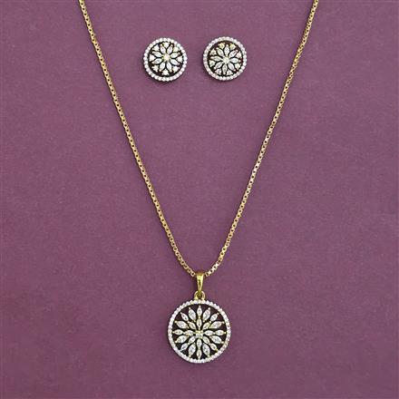 American Diamond Classic Pendant Set with Mehndi Plating