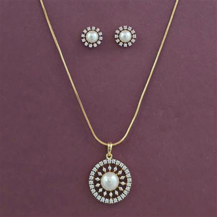 American Diamond Classic Pendant Set with 2 Tone Plating