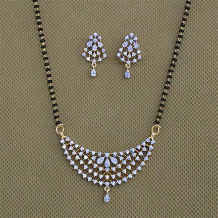 American Diamond Classic Mangalsutra with Rhodium Plating 2 Tone Plating