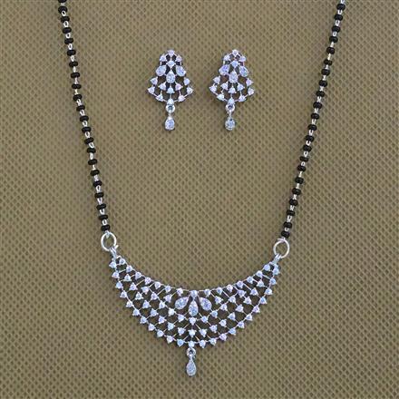 American Diamond Classic Mangalsutra with Rhodium Plating 2 Tone Plating