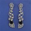 American Diamond Long Earring with Rhodium Plating