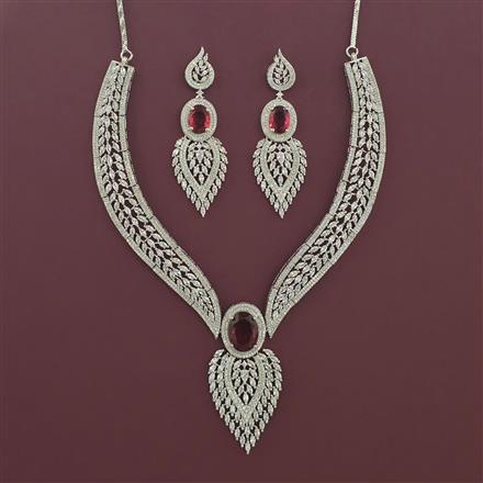 American Diamond Classic Necklace with Rhodium Plating