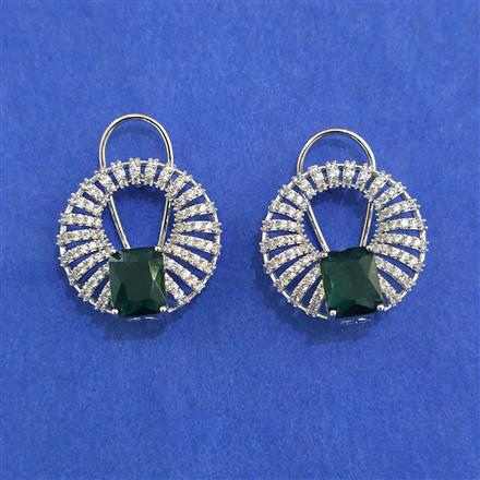 American Diamond Classic Earring with Rhodium Plating