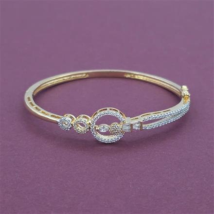 American Diamond Openable kada with Rhodium Plating 2 Tone Plating Mehndi Plating