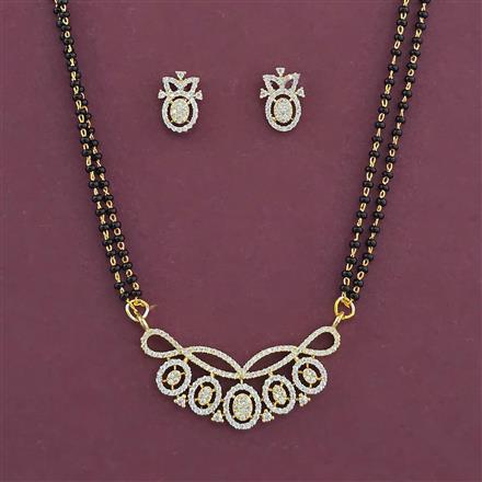American Diamond Classic Mangalsutra with Rhodium Plating 2 Tone Plating