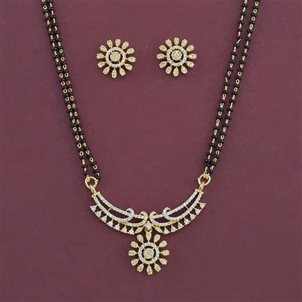 American Diamond Classic Mangalsutra with Rhodium Plating 2 Tone Plating