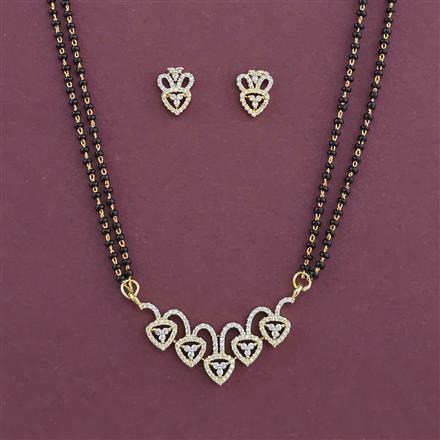 American Diamond Classic Mangalsutra with Rhodium Plating 2 Tone Plating