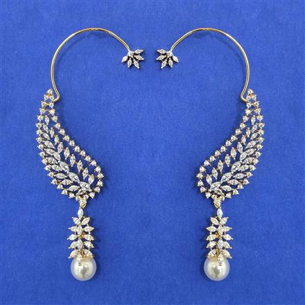 American Diamond Earcuff with Rhodium Plating 2 Tone Plating Mehndi Plating