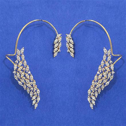 American Diamond Earcuff with Rhodium Plating 2 Tone Plating Mehndi Plating
