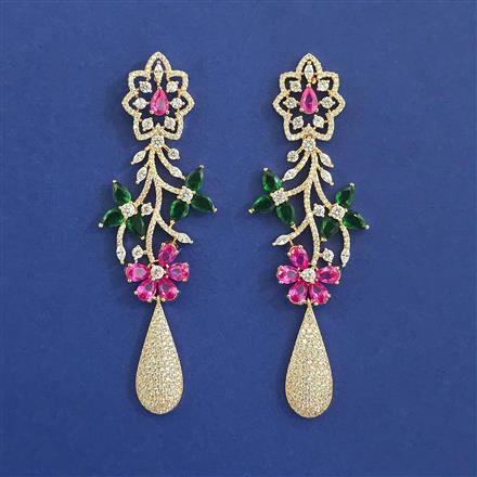 American Diamond Long Earring With Carat Plating