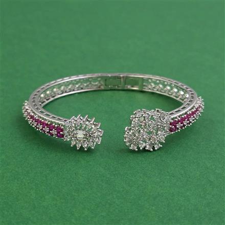 American Diamond Openable kada with Rhodium Plating