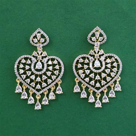 American Diamond Classic Earring with Rhodium Plating 2 Tone Plating Mehndi Plating