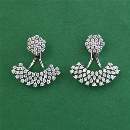 American Diamond Classic Earring with Rhodium Plating 2 Tone Plating Mehndi Plating