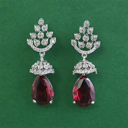 American Diamond Classic Earring with Rhodium Plating