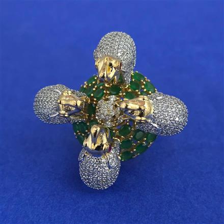 American Diamond Adjustable Ring with 2 Tone Plating