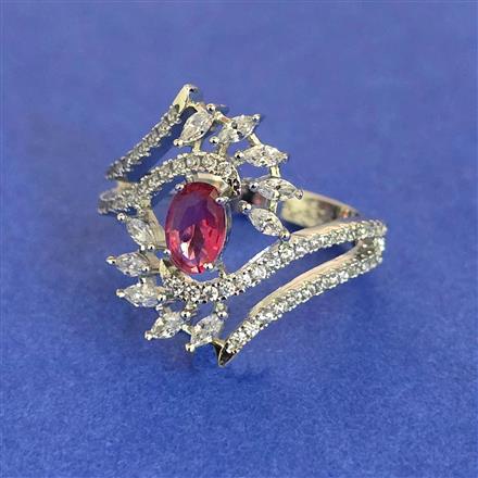 American Diamond Adjustable Ring with Rhodium Plating