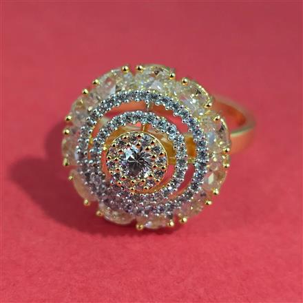 American Diamond Adjustable Ring with 2 Tone Plating