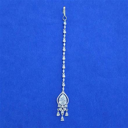 American Diamond Classic Tikka with Rhodium Plating