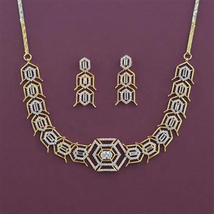 American Diamond Classic Necklace with Rhodium Plating 2 Tone Plating Mehndi Plating