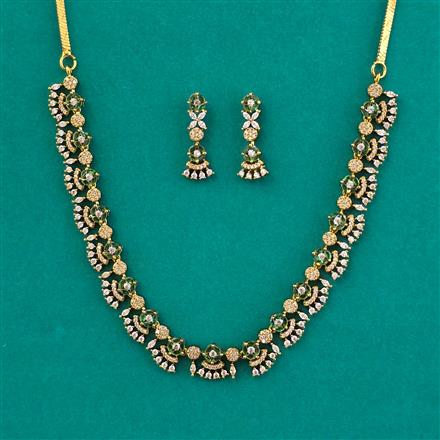 American Diamond Classic Necklace with Mehndi Plating