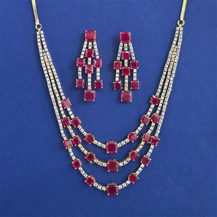 American Diamond Classic Necklace with 2 Tone Plating