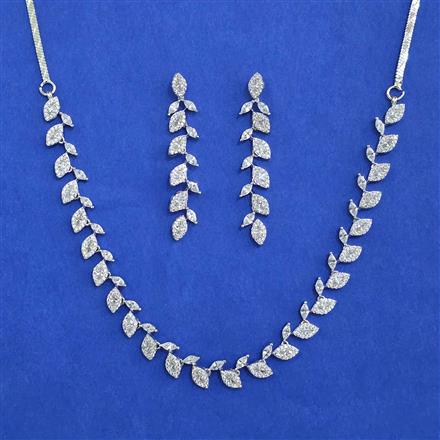 American Diamond Delicate Necklace with Rhodium Plating 2 Tone Plating