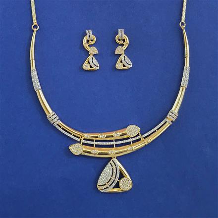 American Diamond Classic Necklace with Rhodium Plating 2 Tone Plating