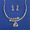 American Diamond Classic Necklace with Rhodium Plating 2 Tone Plating