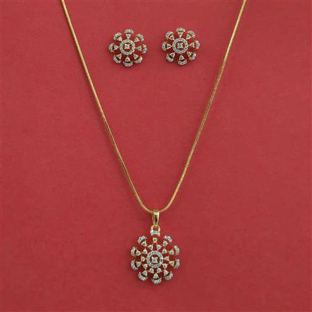 American Diamond Delicate Pendant Set With 2 Tone Plating