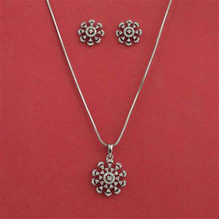 American Diamond Delicate Pendant Set With Rhodium Plating