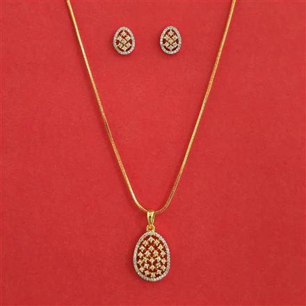 American Diamond Classic Pendant Set With 2 Tone Plating