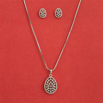 American Diamond Classic Pendant Set With Rhodium Plating