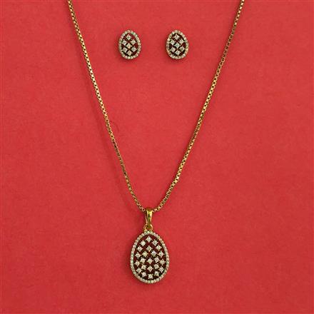American Diamond Classic Pendant Set With Mehndi Plating