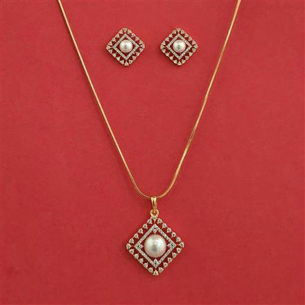 American Diamond Moti Pendant Set With 2 Tone Plating