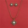 American Diamond Moti Pendant Set With Mehndi Plating